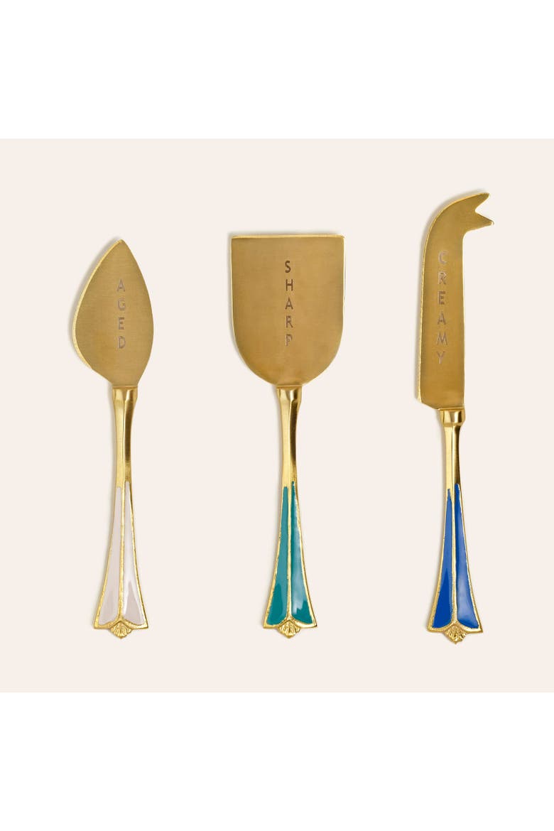 Tanda Steel Cheese Service Set of 3 Entertaining Essential, Main, color, Metallic Gold