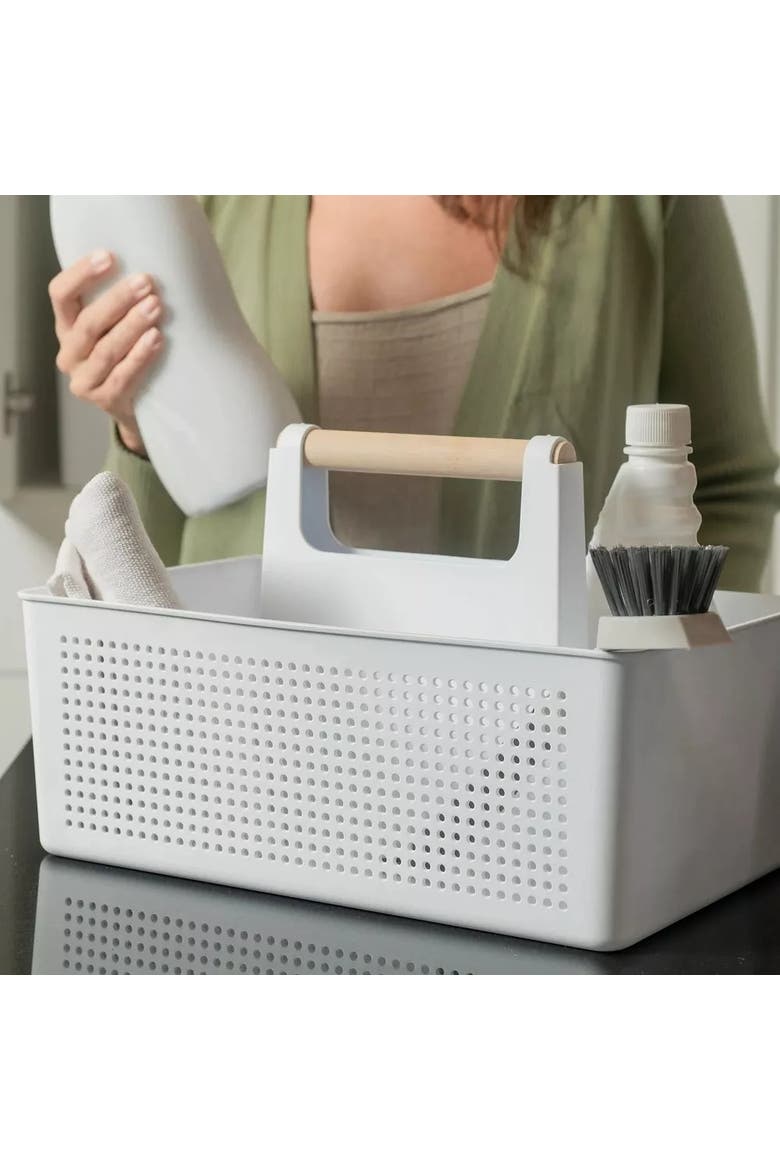 Multipurpose Cleaning Storage Caddy with Handle, Alternate, color, White