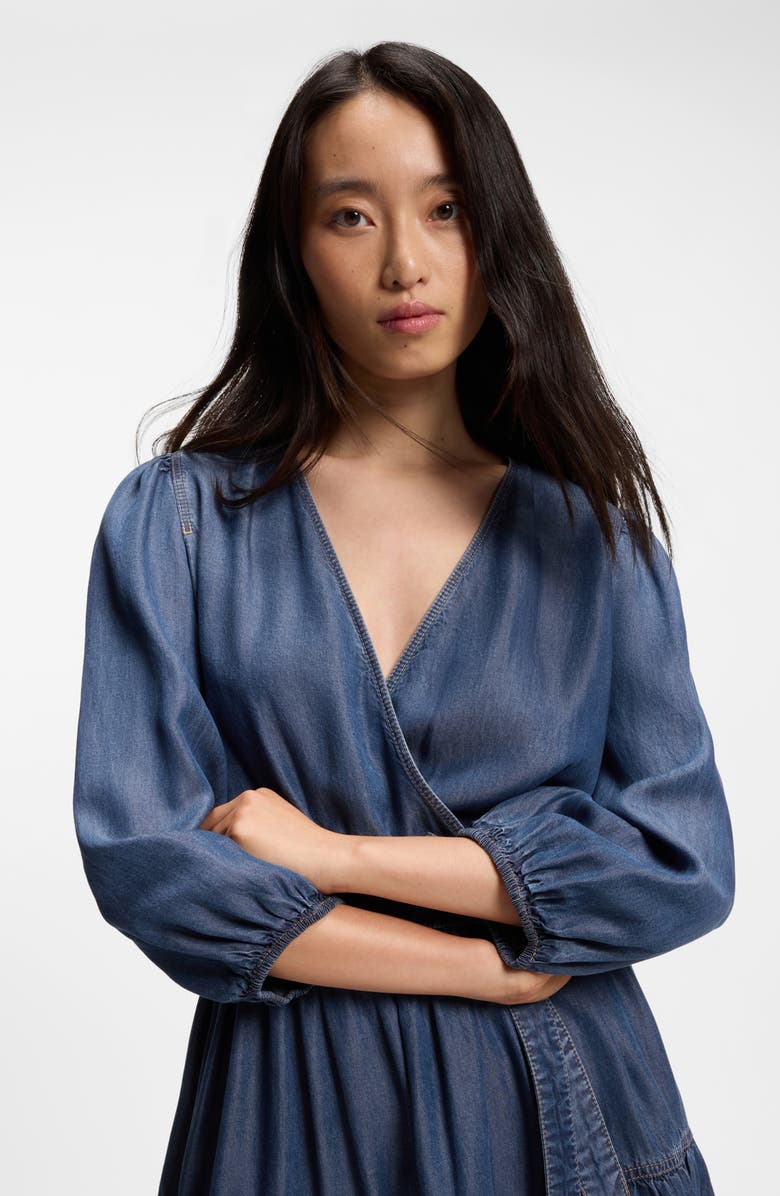 BOSS Orange Balloon Sleeve Minidress, Alternate, color, Denim Blue