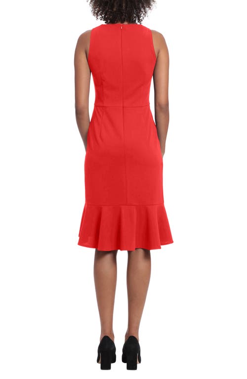 London Times Flounce Sheath Dress In Red