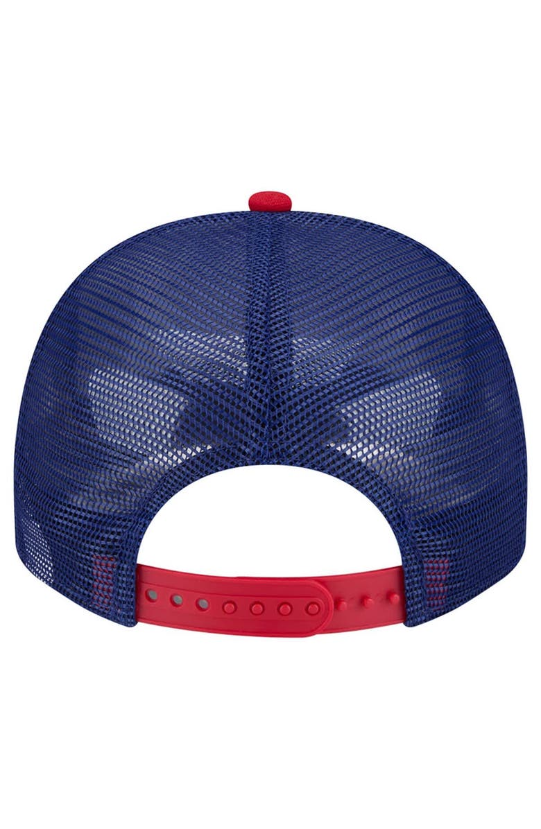 New Era Men's New Era Cream/Royal Texas Rangers Banner A-Frame 9FIFTY Trucker Snapback Hat, Alternate, color, Cream