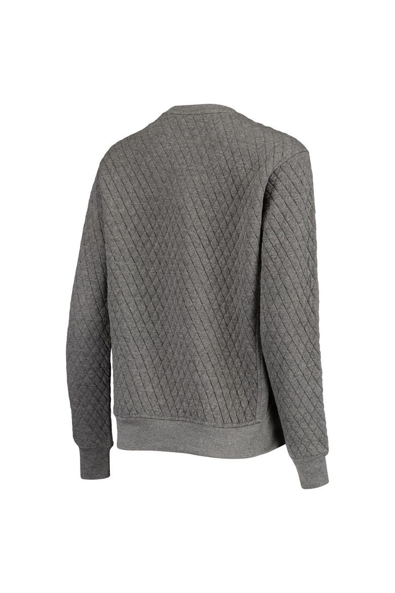 Women's Pressbox Heather Charcoal Texas Longhorns Moose Quilted Pullover Sweatshirt, Alternate, color, Heather Gray