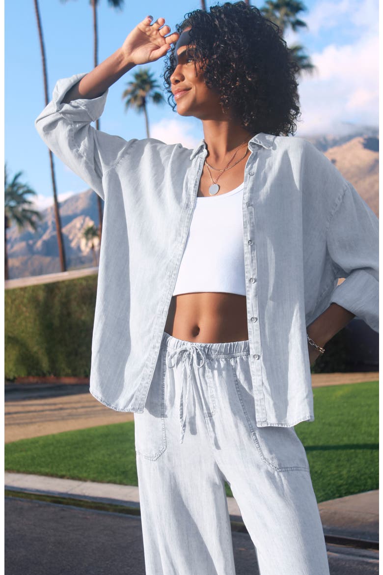 Bleached Button-Up Shirt, Alternate, color, BLEACHED INDIGO