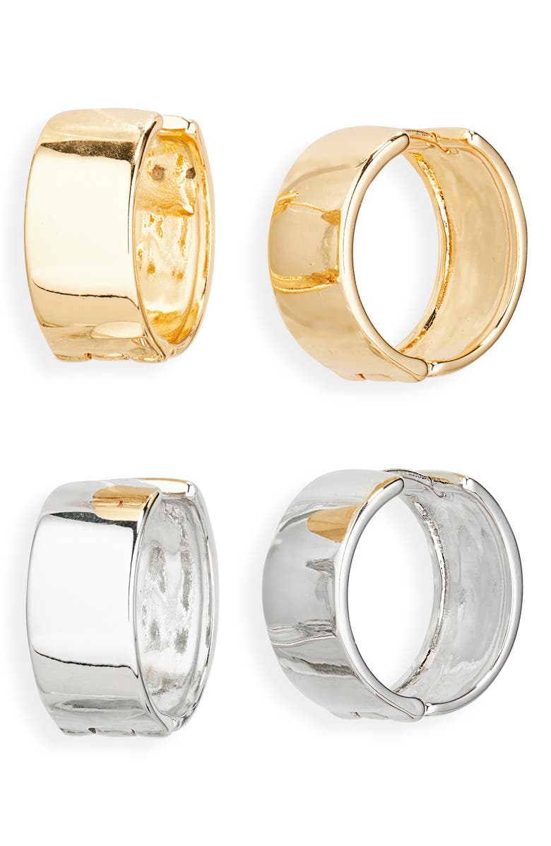 Tasha Set of 2 Chunky Hoop Earrings, Main, color, Gold/ Silver