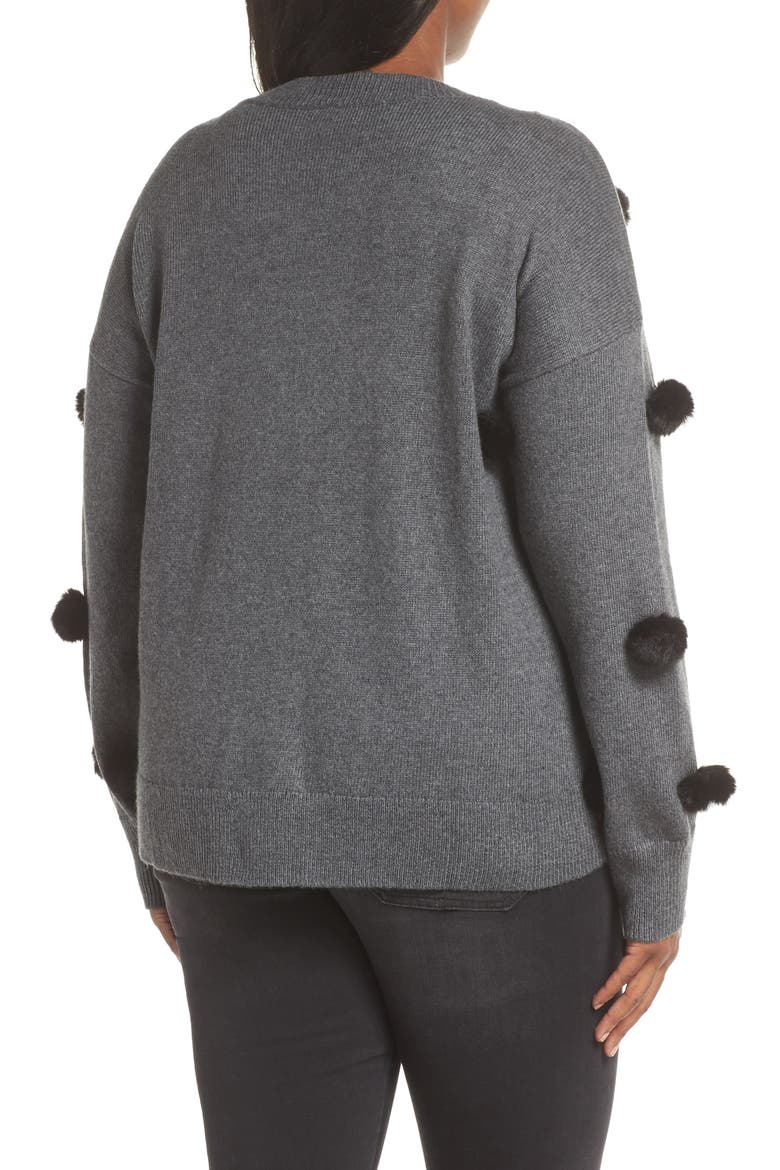 Pompom Pullover, Alternate, color, MED HEATHER GREY