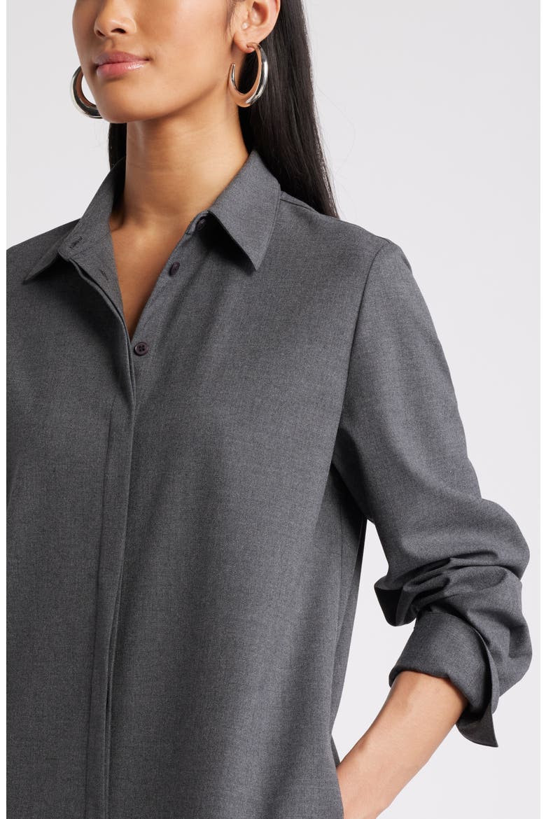 Long Sleeve Shirtdress, Alternate, color, GREY DARK HEATHER