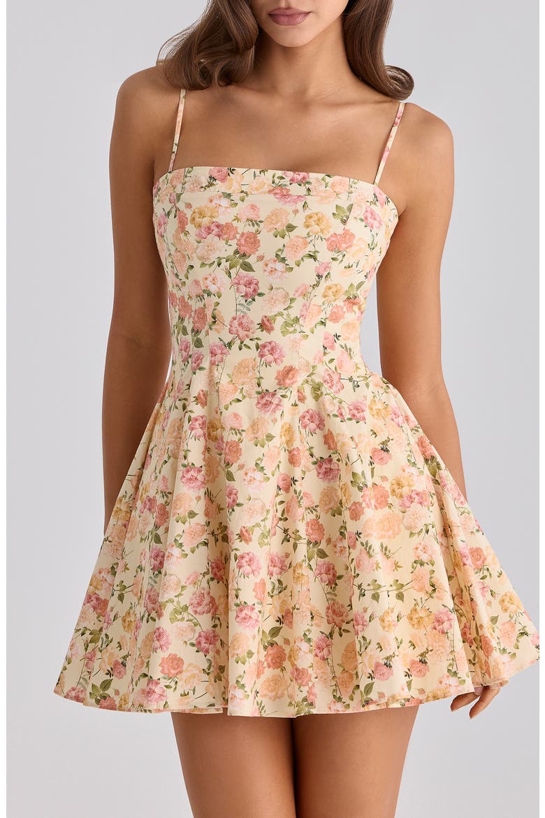 Dolly Rose Print Stretch Cotton Fit & Flare Minidress, Alternate, color, WARM ROSE PRINT