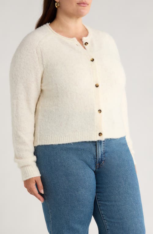 Treasure & Bond Rolled Crewneck Cardigan In White