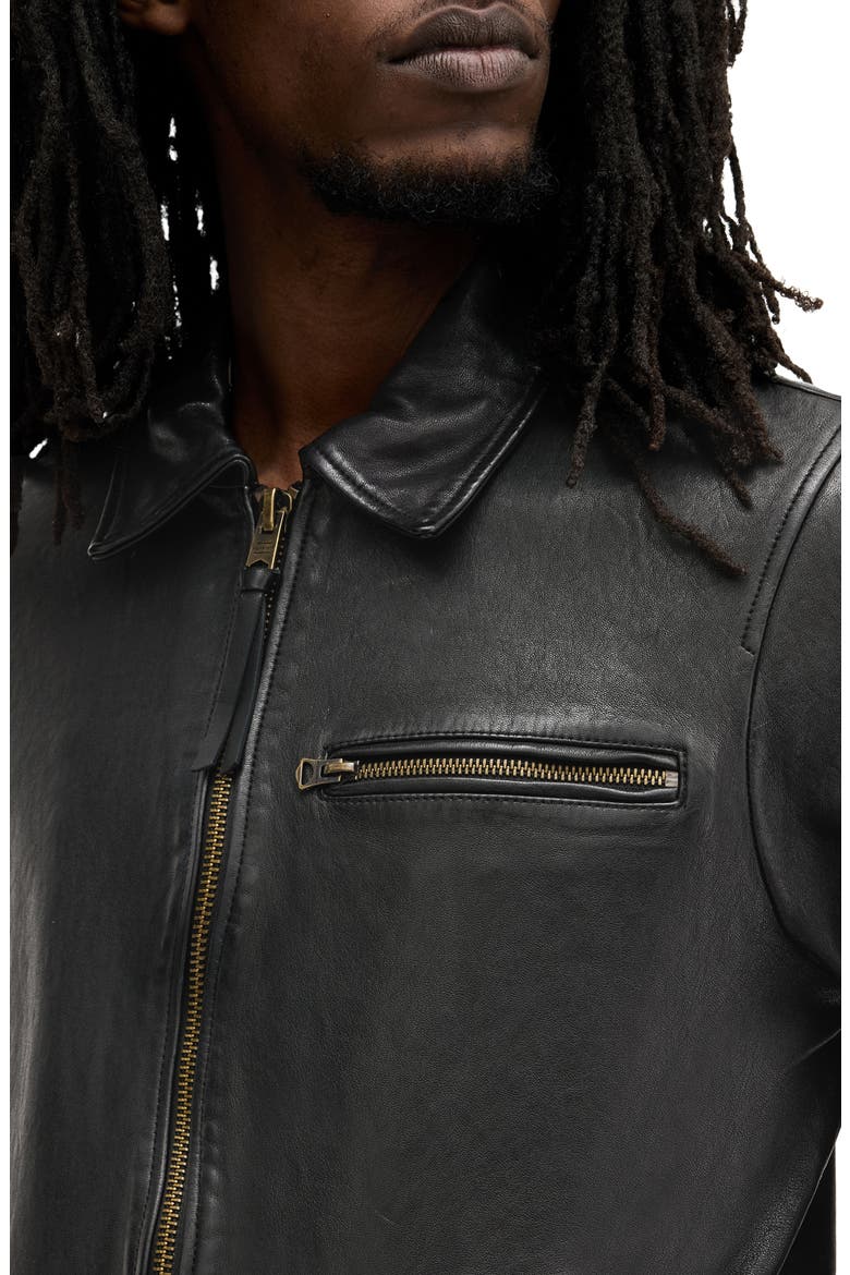 Miller Lambskin Leather Biker Jacket, Alternate, color, BLACK