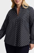 Foxcroft Daphne Stripe Stretch Cotton Blend Pullover Shirt