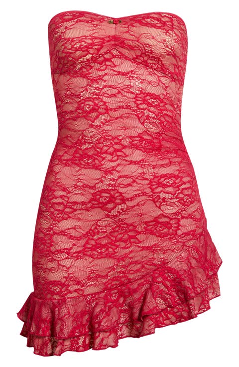 Hailees Strapless Lace Minidress