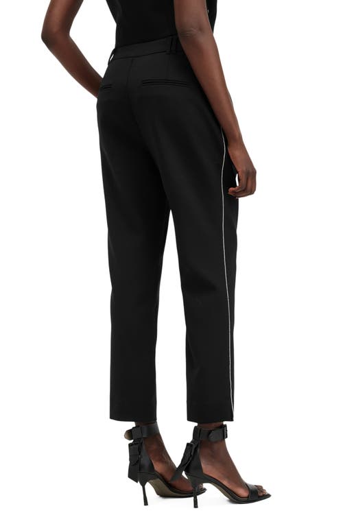 Allsaints Atlas Krys Crystal Stripe Pleated Ankle Pants In Black