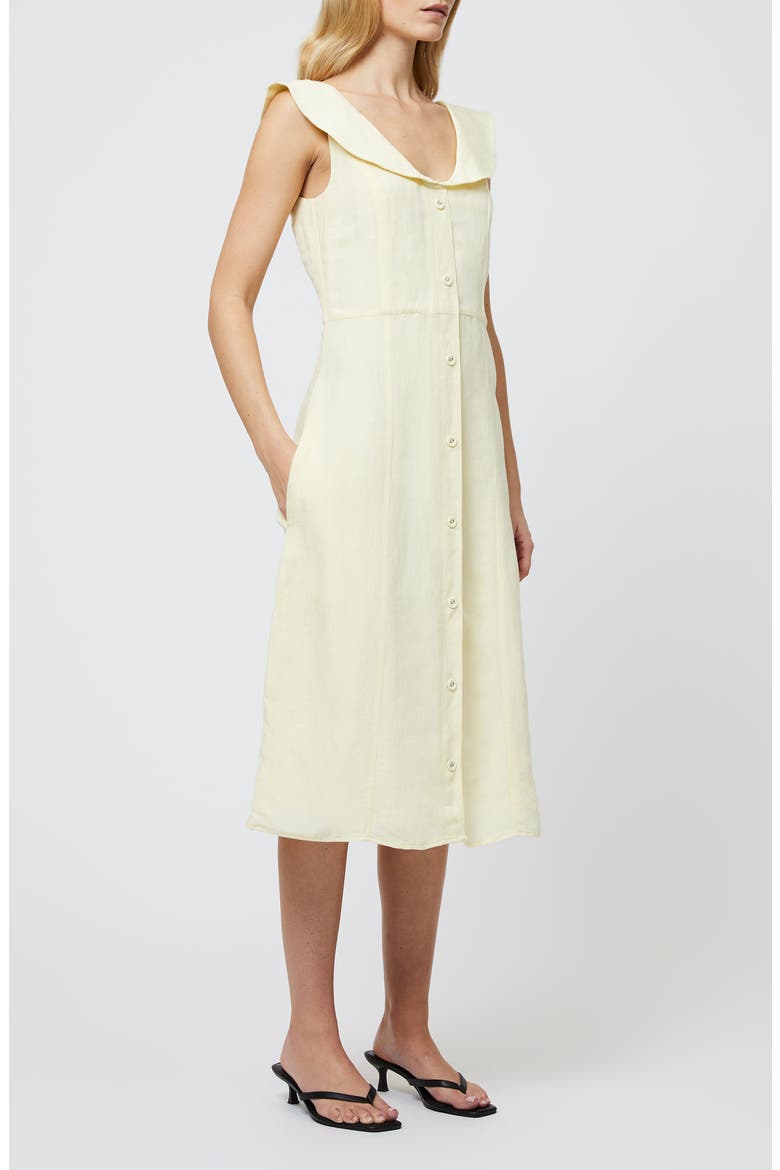 Birdie Peter Pan Collar Linen Blend Dress, Alternate, color, CORNSILK YELLOW