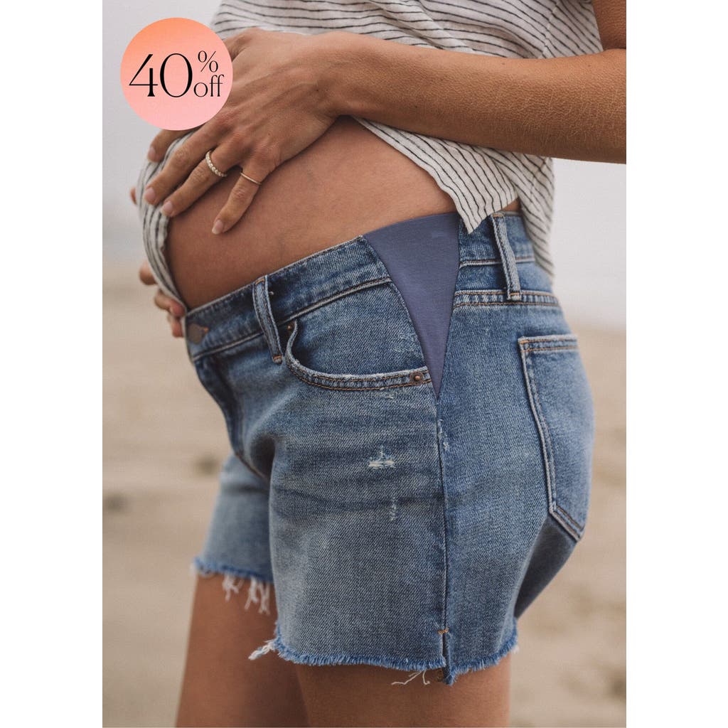 Hatch Collection The Cut Off Maternity Short In Purple