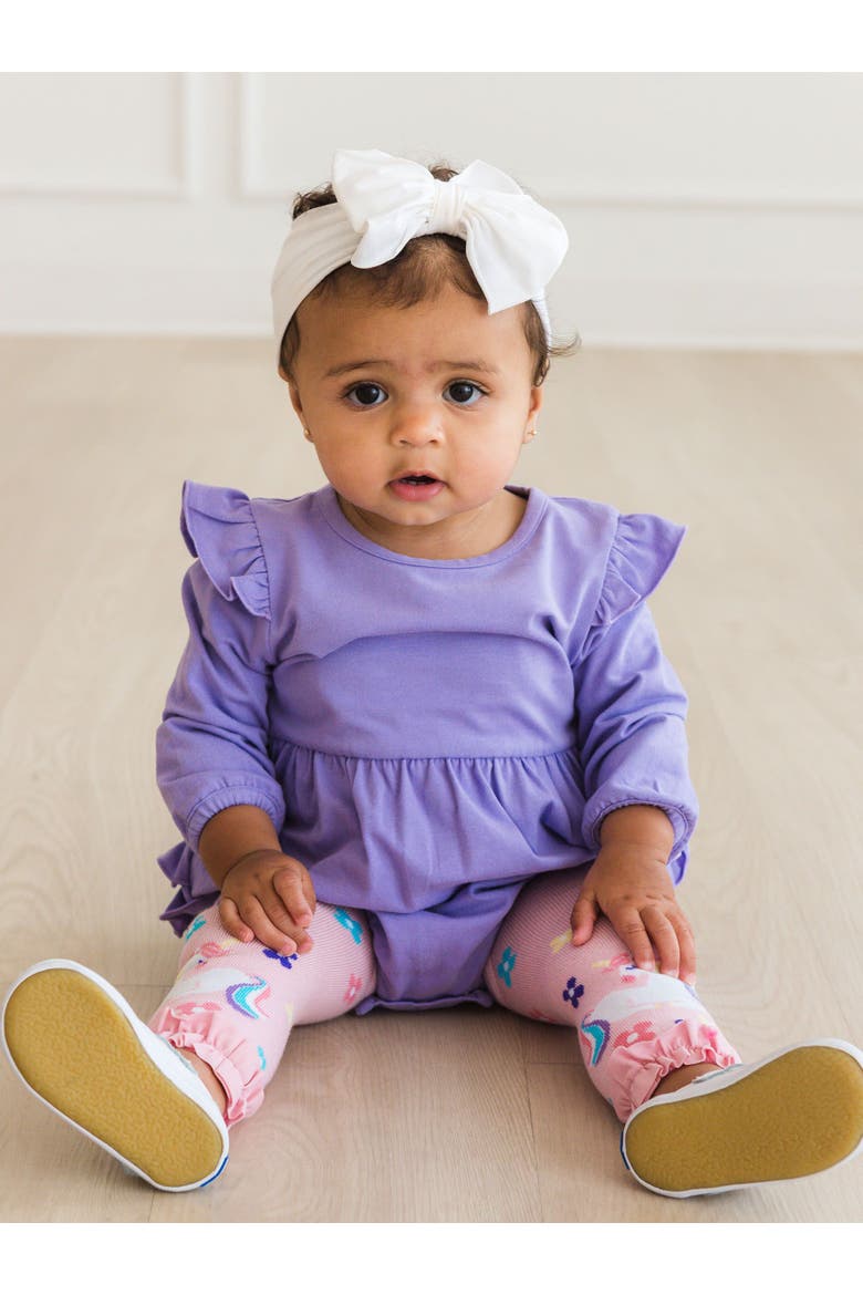 Long Sleeve Flutter Bubble Romper, Alternate, color, Wisteria Purple