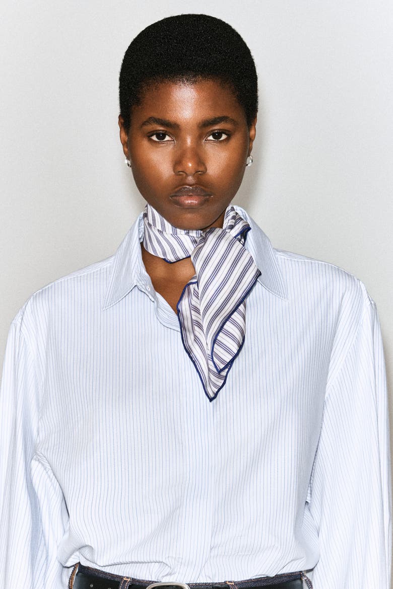 Striped Silk Scarf, Alternate, color, PURPLE / STRIPED