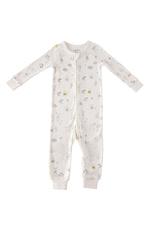 Print Rib Organic Cotton Fitted One-Piece Pajamas (Baby)
