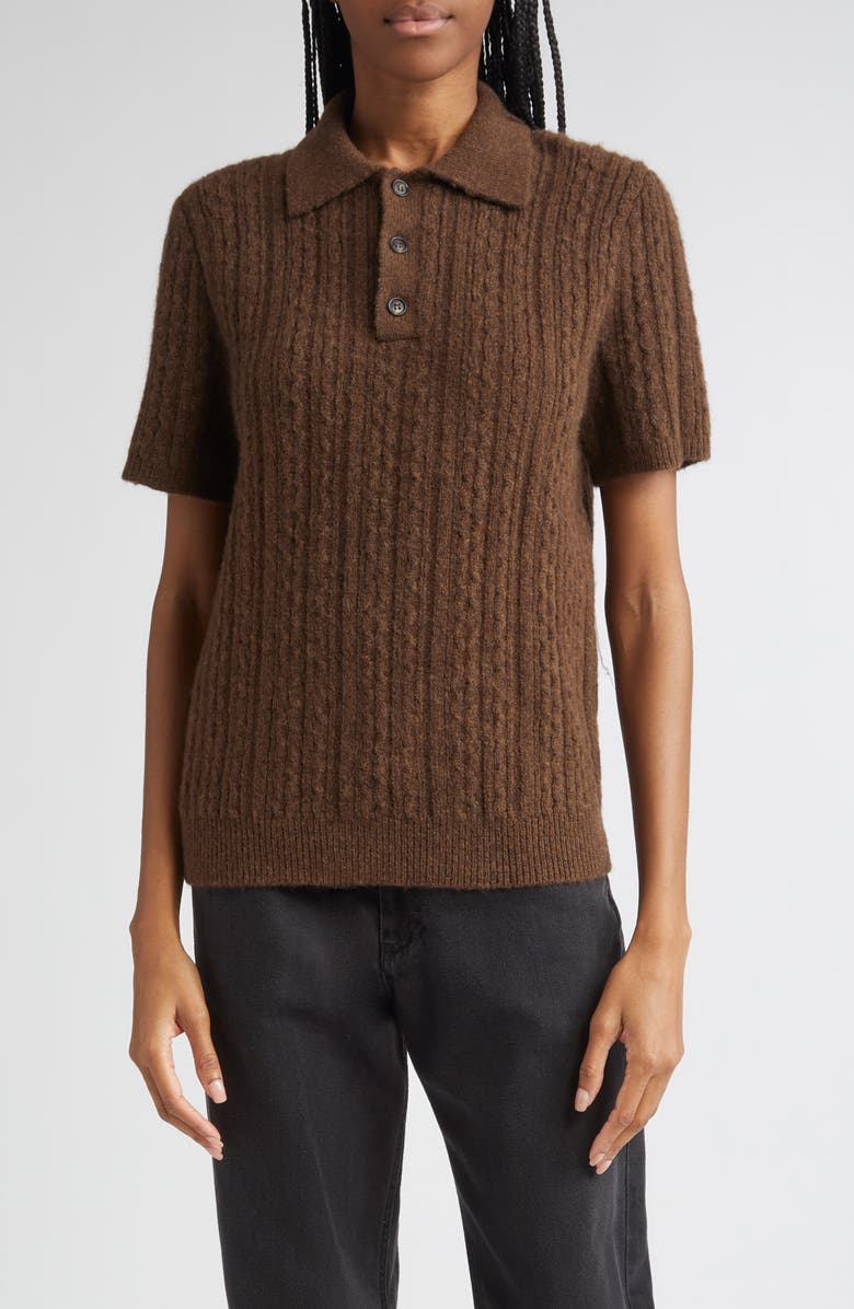 MM6 Maison Margiela Polo Sweater, Main, color, Brown