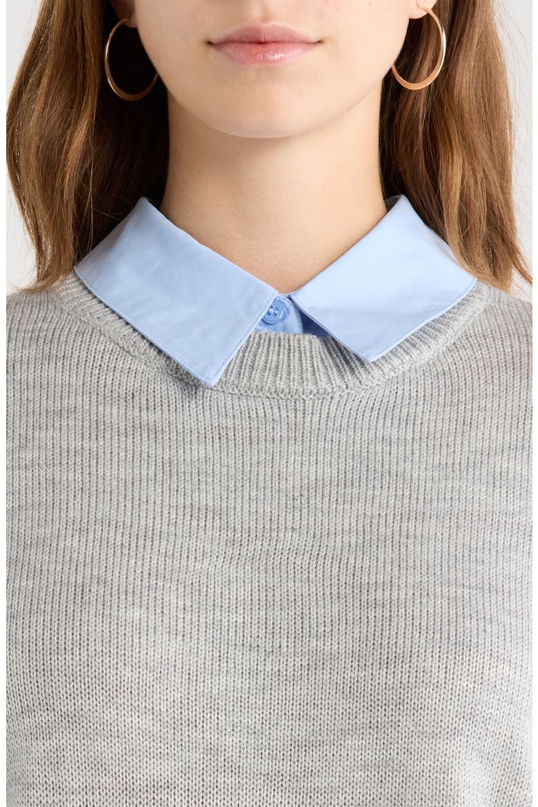 Azira Mixed Media Layered Sweater, Alternate, color, LIGHT GREY MULTI