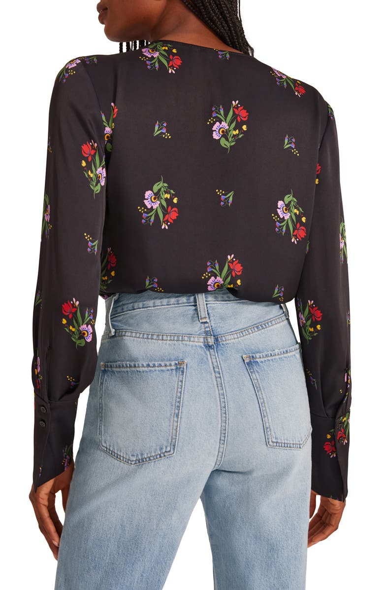 Favorite Daughter Surplice Long Sleeve Satin Bodysuit, Alternate, color,