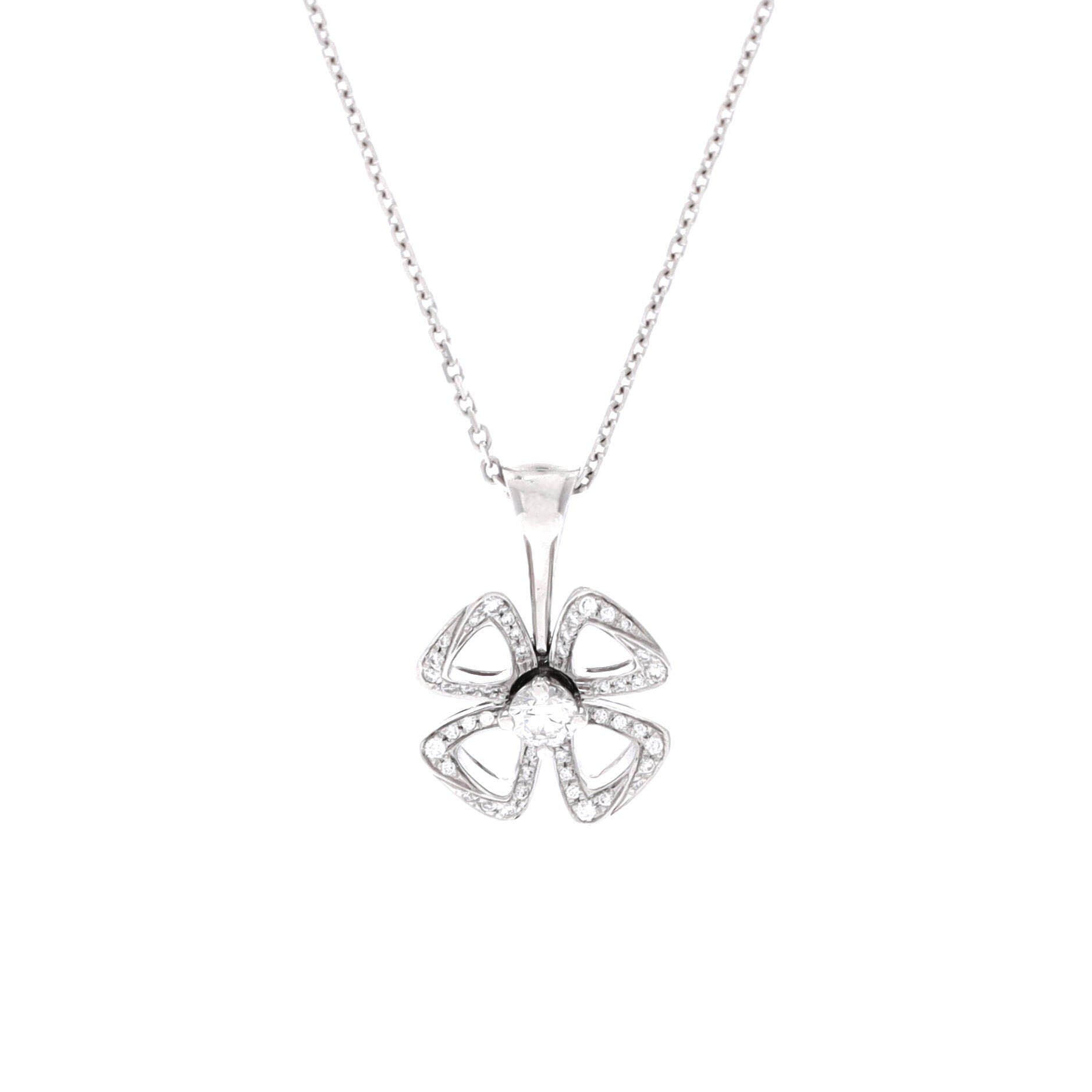 Fiorever Pendant Necklace 18K White Gold with Diamonds, Main, color, Metallic Gold
