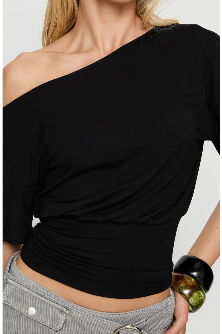 Ashlinn Off the Shoulder Drapey Top, Alternate, color, BLACK