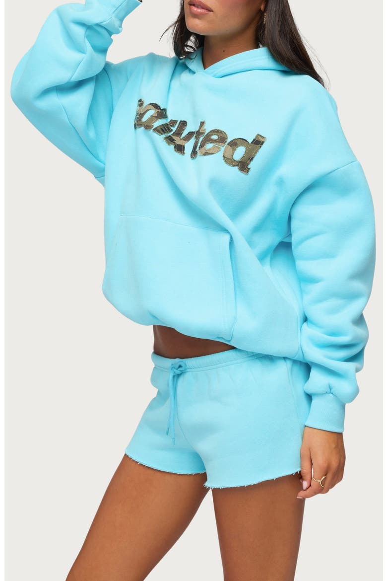 Camo Cutie Oversize Hoodie, Alternate, color, TURQUOISE