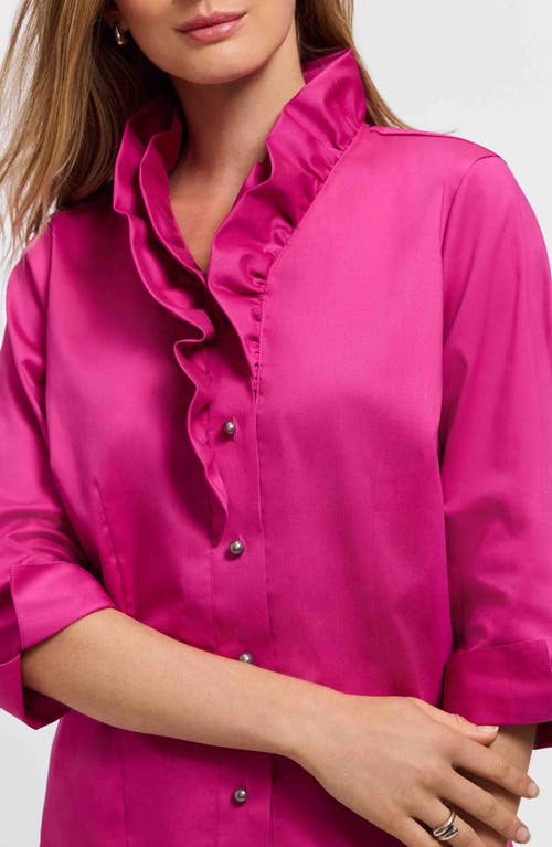 Foxcroft Edith Ruffle Button-up Shirt In Pink