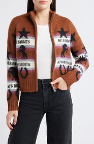 AllSaints Epona Stripe Crop Jacquard Sweater