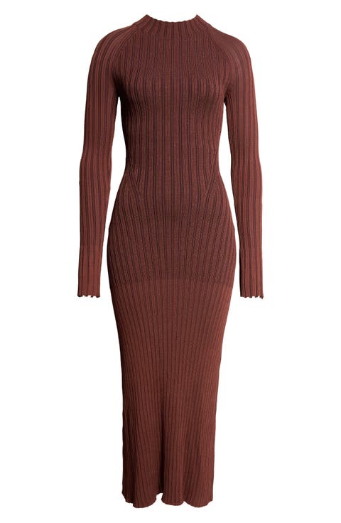 Roux Viscose & Silk Rib Midi Dress