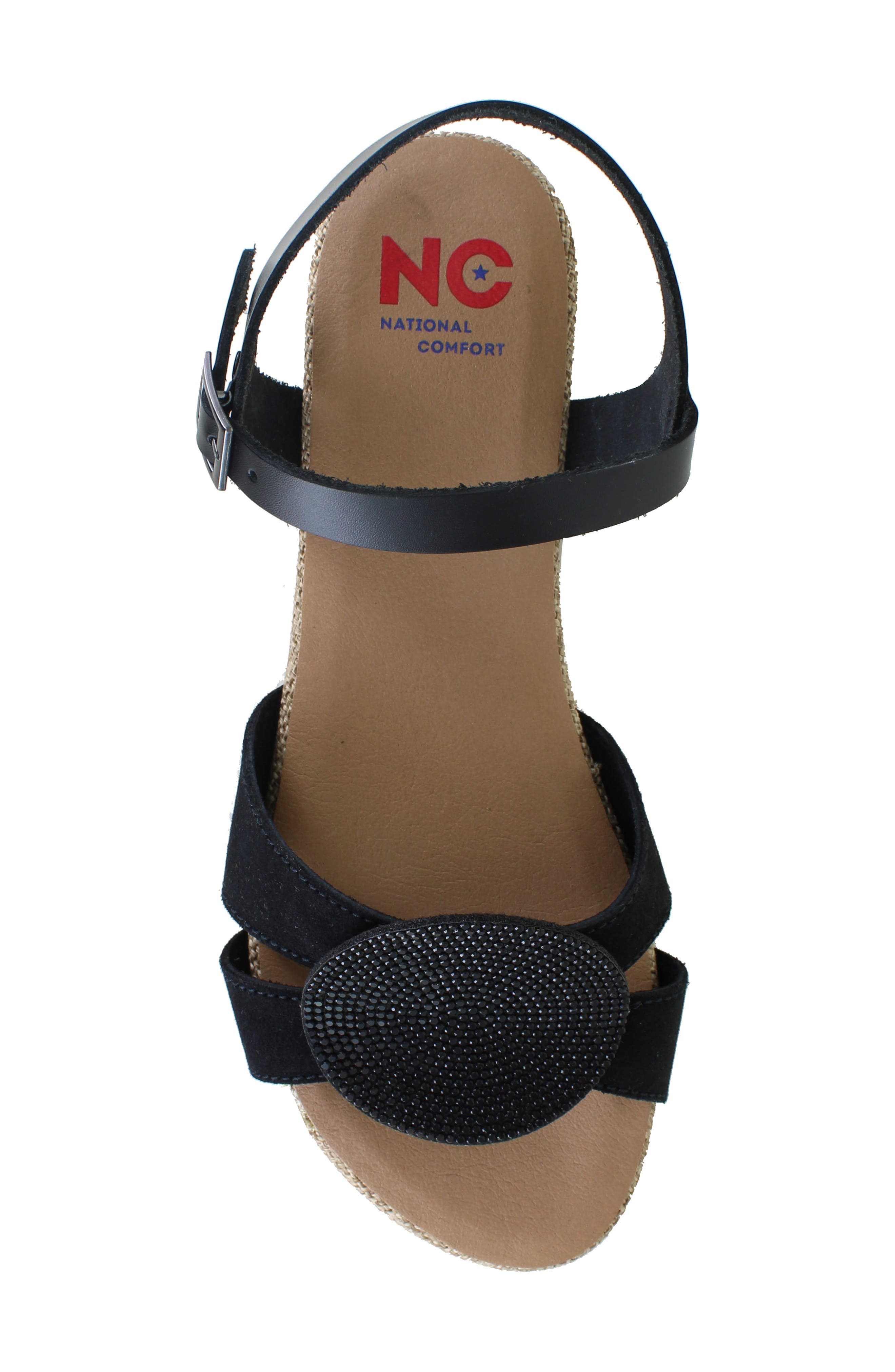 National Comfort Ronda Medallion Flat Sandal, Alternate, color, Black Leather