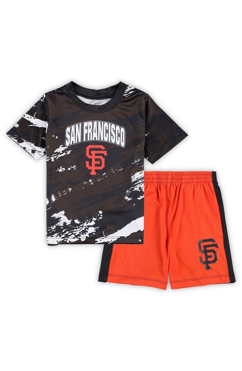 Outerstuff Infant Brown/Orange San Francisco Giants Stealing Homebase 2.0 T-Shirt & Shorts Set, Main, color, Brown