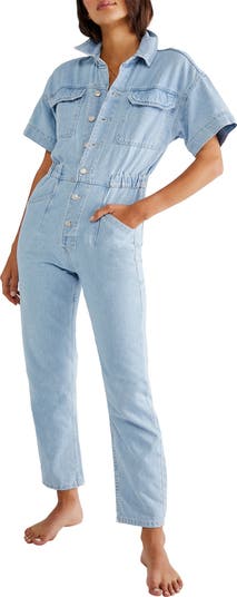 Free people jean jumpsuit online