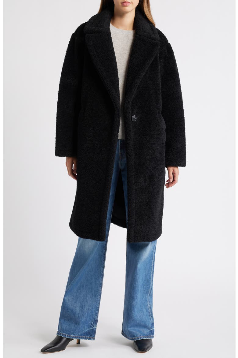 Faux Fur Coat, Alternate, color, BLACK