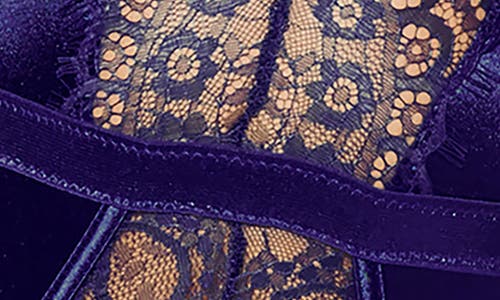 Seven 'til Midnight Seven ‘til Midnight Satin & Lace Bustier With Garter Straps In Purple