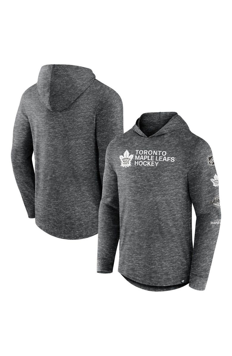 FANATICS Men's Fanatics Branded  Heather Charcoal Toronto Maple Leafs Stacked Long Sleeve Hoodie T-Shirt, Main, color, 