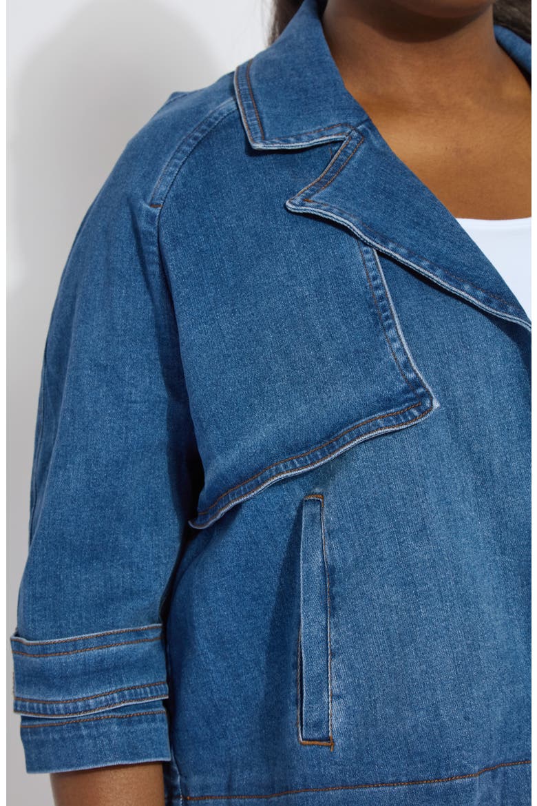 Jeanne Crop Trench Jacket, Alternate, color, MID WASH
