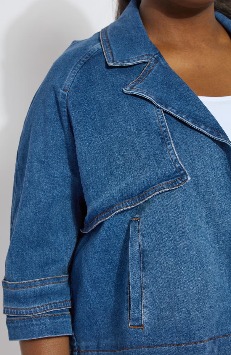 Lysse Jeanne Crop Trench Jacket, Alternate, color, Mid Wash