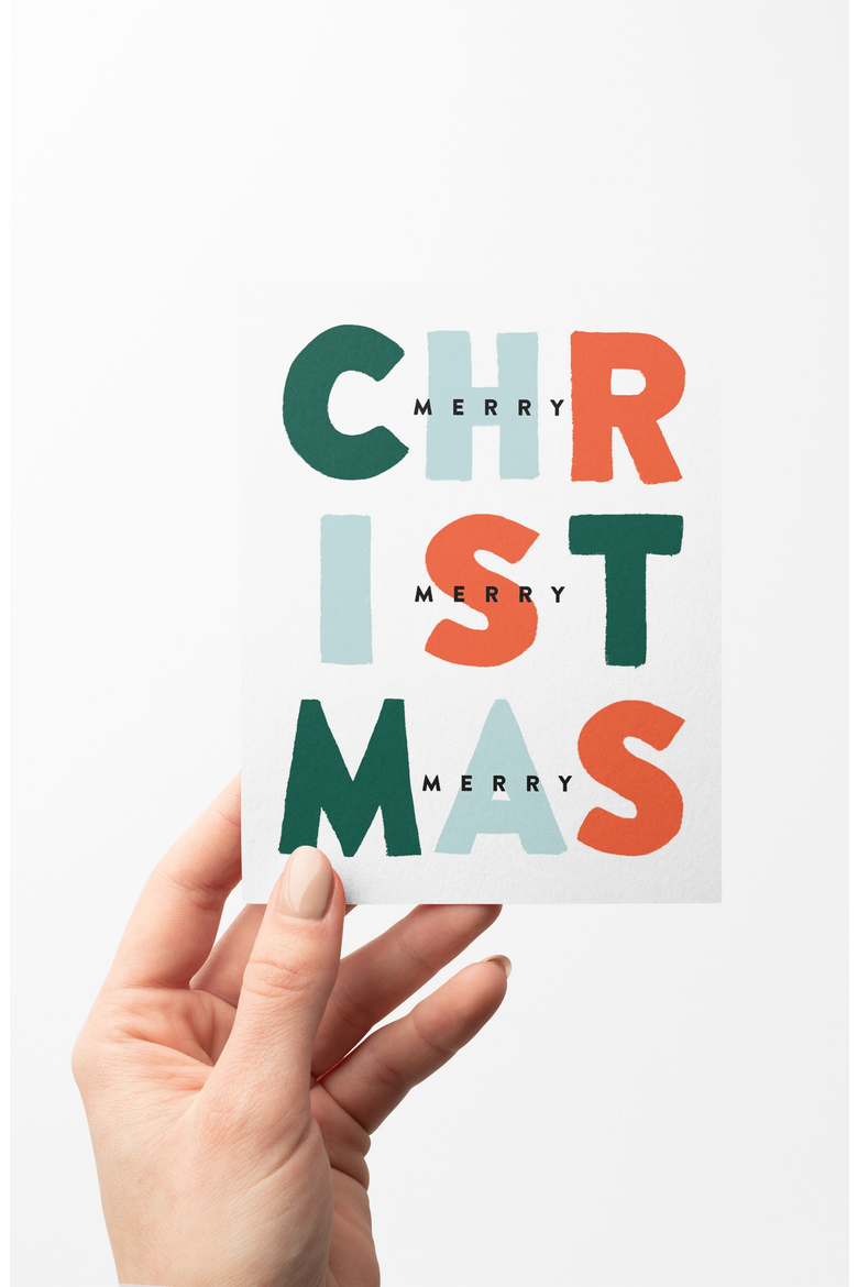 Merry Christmas Colorful Hand-Lettered Boxed Set of 8 Cards, Alternate, color, Colorful