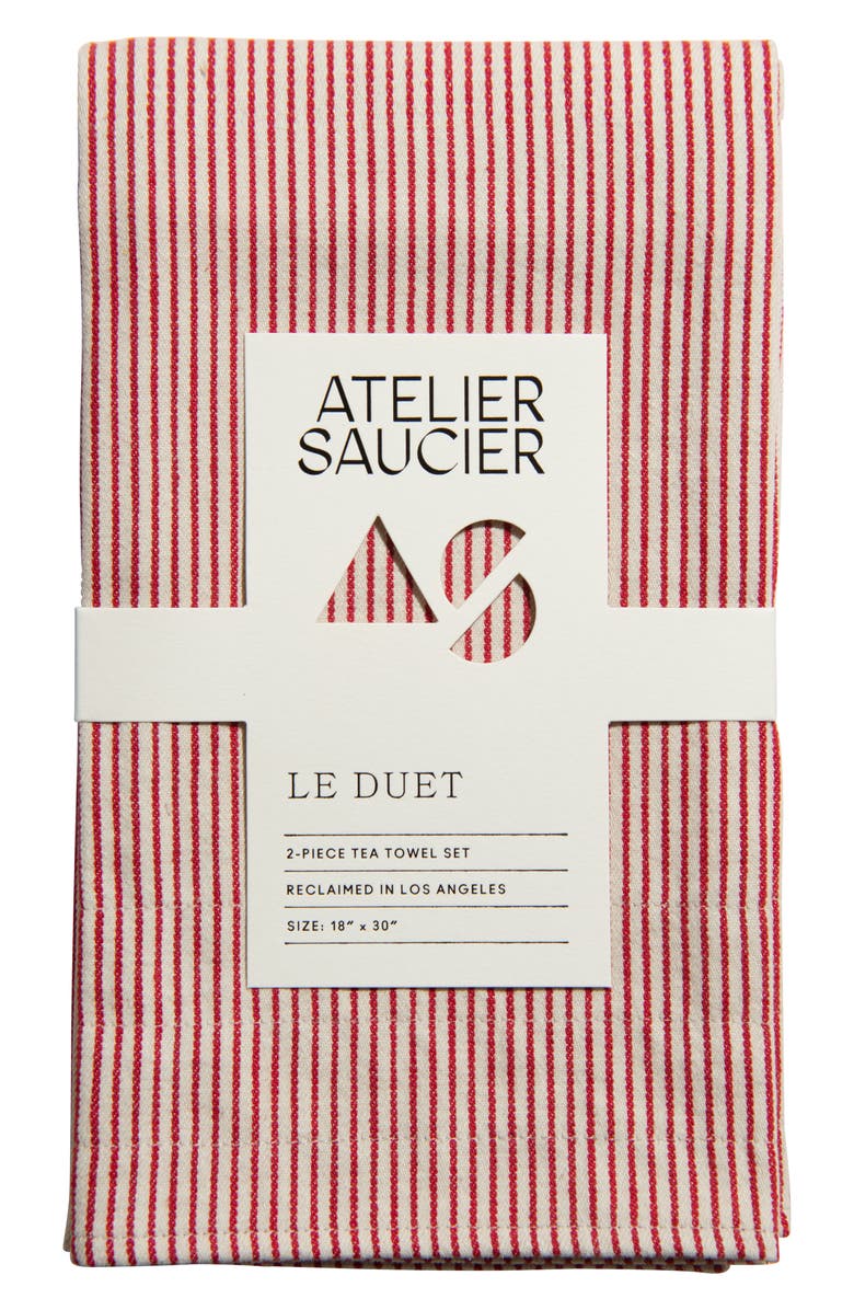 ATELIER SAUCIER Le Duet Set of 2 Stripe Reclaimed Tea Towels, Main, color, 
