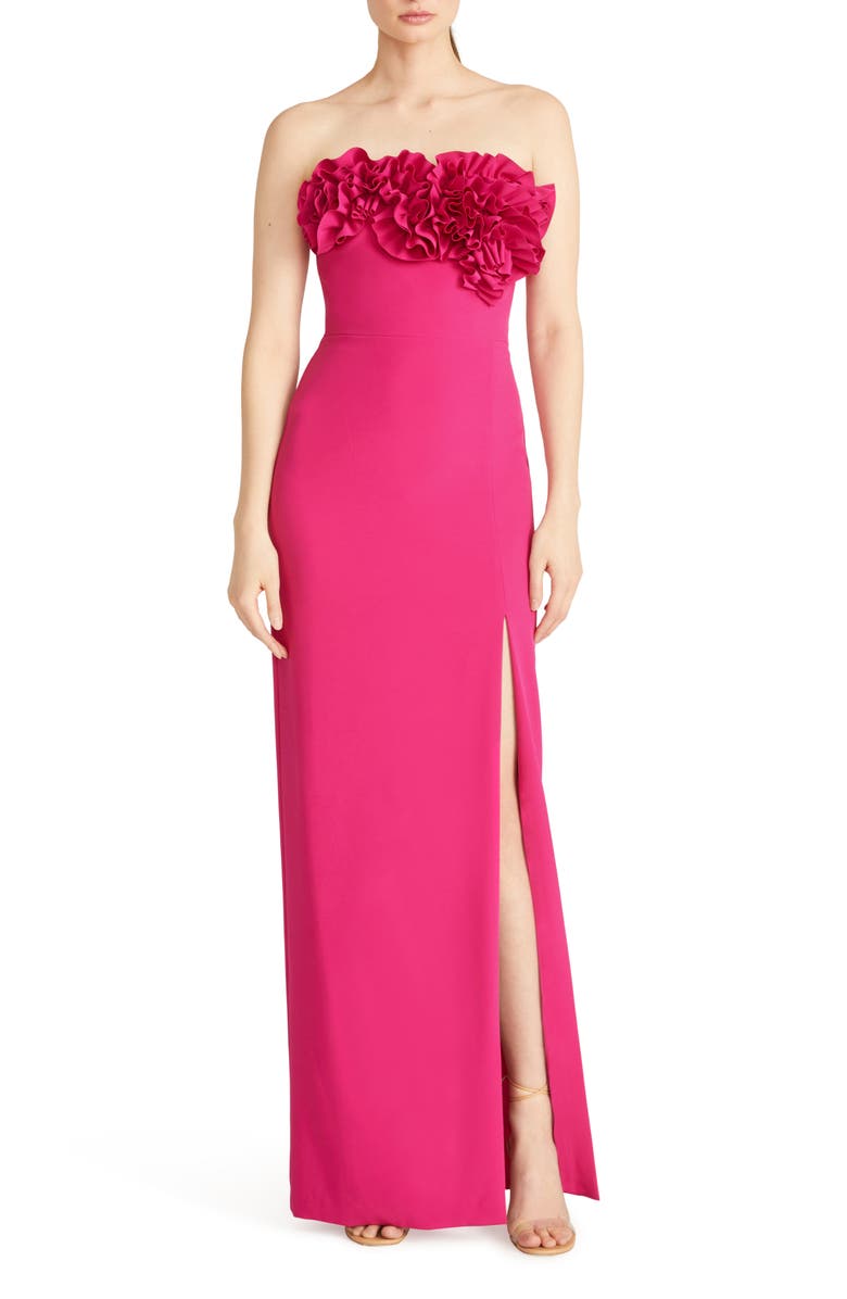 ML Monique Lhuillier Gemma Strapless Crepe Column Gown, Main, color,