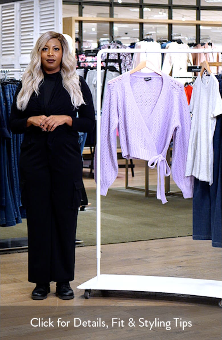 Vivienne Pointelle Wrap Cardigan Sweater, sales video thumbnail