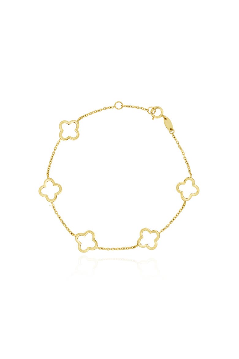 Small Gold Open Clover Bracelet, Main, color, Gold