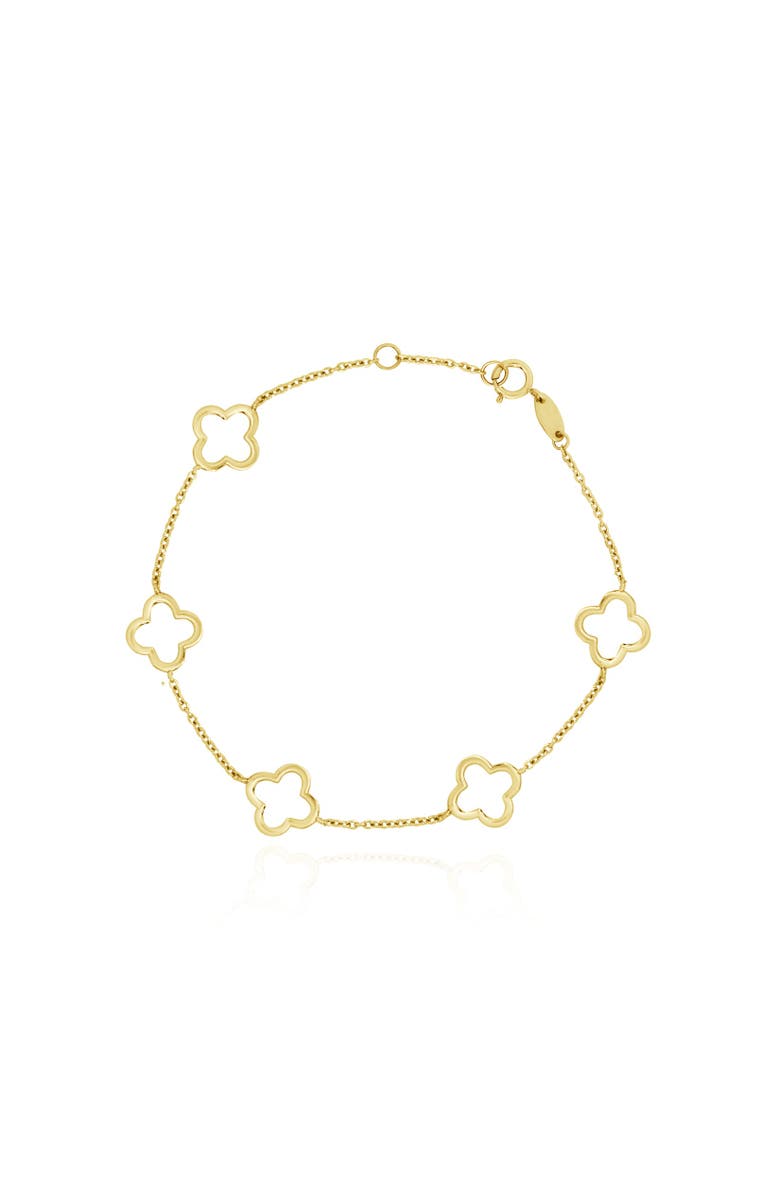 The Lovery Fine Jewelry Small Gold Open Clover Bracelet, Main, color, Gold