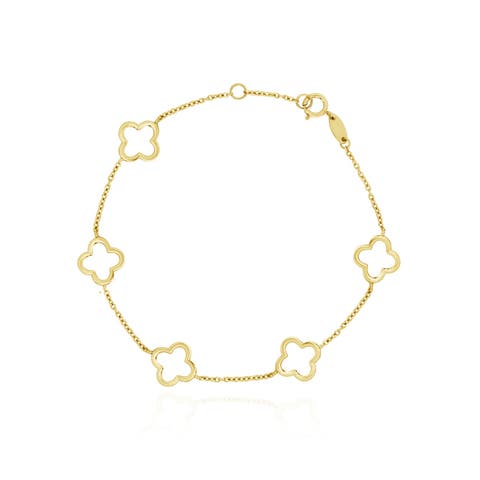 Small Gold Open Clover Bracelet