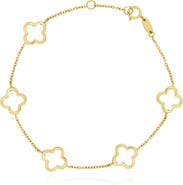 The Lovery Fine Jewelry Small Gold Open Clover Bracelet