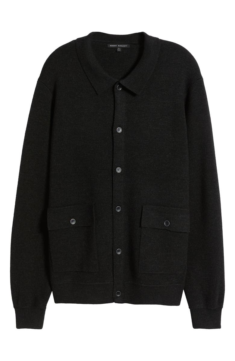Robert Barakett Bristol Collared Merino Wool Milano Stitch Cardigan, Alternate, color, Black