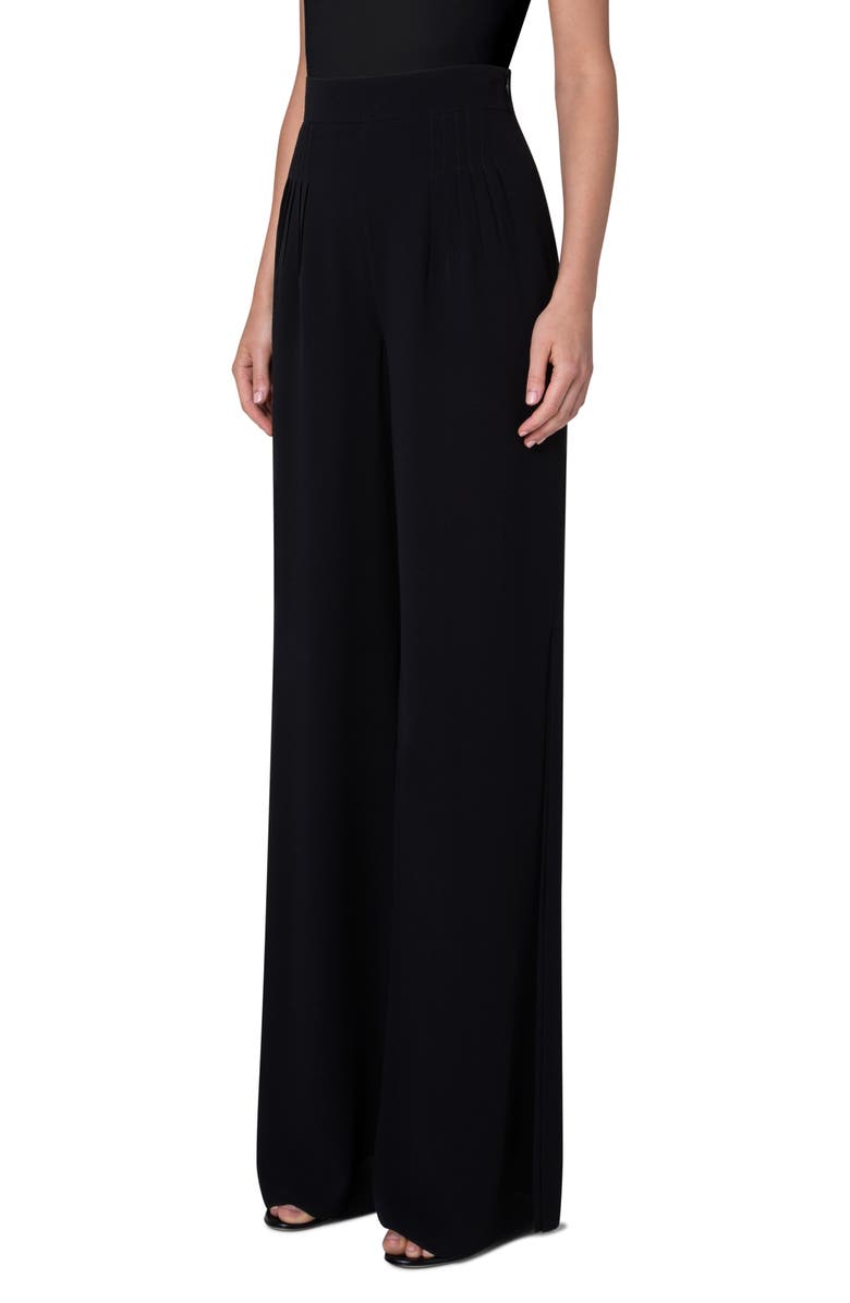 Akris Myriam Pleated High Waist Silk Georgette Wide Leg Pants, Alternate, color, 