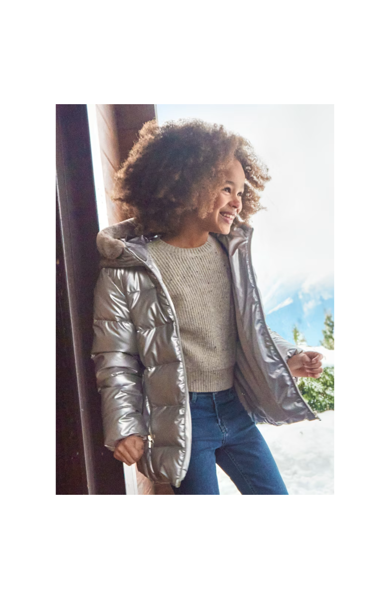 Mayoral Fur Hooded Jacket, Alternate, color, 