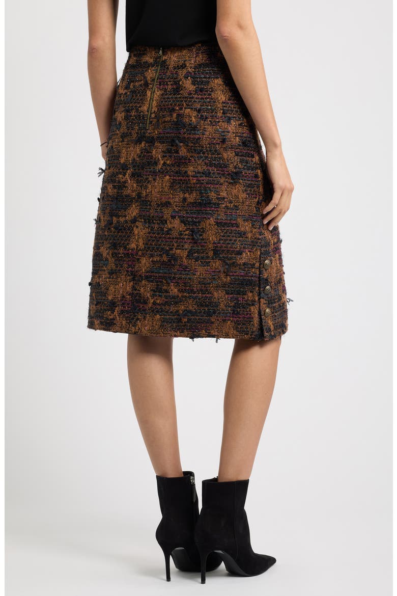 Olsen Tweed Midi Skirt, Alternate, color, BROWN MULTI